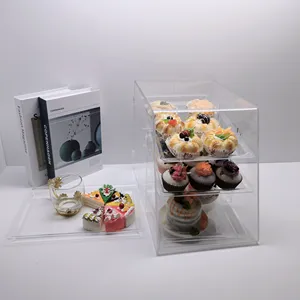 Акриловые прозрачные подарочные коробки для свадебного торта, коробки для пекарни и торта с ручкой