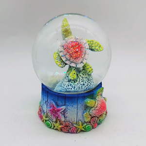 Globo <span class=keywords><strong>de</strong></span> Nieve <span class=keywords><strong>de</strong></span> Resina con Diseño <span class=keywords><strong>de</strong></span> Playa Personalizado, Tortuga Marina Rosa Elafinnis, Globo <span class=keywords><strong>de</strong></span> Agua Tropical <span class=keywords><strong>de</strong></span> Miami Beach con Delfín y Palmera - Product Image 1