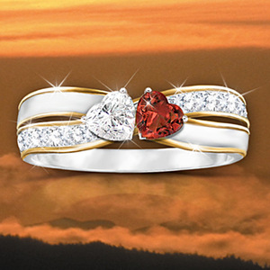 Two Tone Double Heart Inlaid Stone Classic European Style Women's Engagement <b>Ring</b> Romantic Jewelry Lover Gift <b>for</b> <b>Girlfriend</b> - Product Image 1