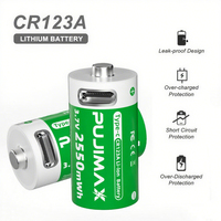 Baterai Lithium Isi Ulang Cr123a 3.7V PUJIMAX Harga Grosir, Baterai Li-ion Silinder Cr123 untuk Meter Air, Baterai Kamera