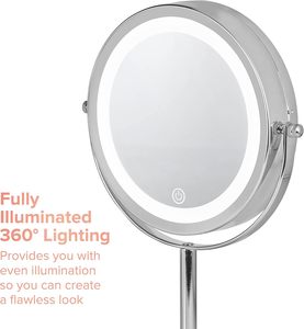 1x/3x/5x Magnification Double Sided Salon Style Iron Frame Glass LED Round <b>Table</b> Desk Makeup <b>Mirror</b> with Light for Living Room - Product Image 3