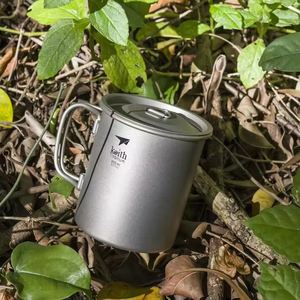 Taza de Picnic portátil para acampar al aire libre personalizada taza de titanio 300Ml taza de agua ultraligera con mango plegable - Product Image 5