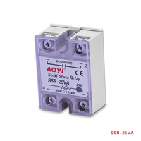 Relais statique monophasé AOYI SSR-25VA 25A CA 24-250V avec contrôle par déphase et potentiomètre réglable