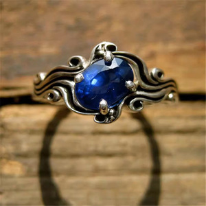 A042 Anello da Donna in Argento 925 con Gemma Taglio Ovale, Montatura a Castone, Gioiello per Fidanzamento - Product Image 3