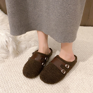 Baotou Bucken Collection Automne Hiver 2024 – Nouvelles Demi-<span class=keywords><strong>Chaussons</strong></span> Plats pour <span class=keywords><strong>Femme</strong></span>, Doublure Polaire, Coton Épais et Fourrure - Product Image 3