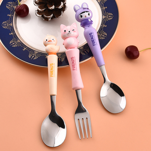 Vente en gros de couverts pour enfants ensemble cuillère fourchette couverts en forme d'animal de dessin animé pour la rentrée des classes - Product Image 4