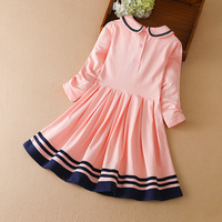 Vestidos Casuales de Primavera para Niñas, Vestidos para Niñas, Vestido Camisero con Cuello Camisero y Pliegues para Bebés, de 6 a 14 Años