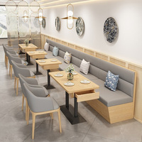 Ensembles de mobilier de restaurant commercial moderne : banquettes en bois, tables à manger, bancs rembourrés pour cafés, salons de thé et hôtels