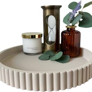 Bandeja de almacenamiento de hormigón redonda Retro minimalista moderna bandeja decorativa de cemento de Mesa para el hogar - Product Image 1