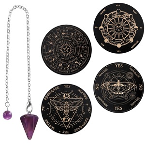 Planche de méditation en bois avec pendentif lune et étoile, plaque gravée pour divination énergétique, ornements d'autel métaphysique - Product Image 6