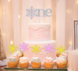 Decoración para Fiesta de Primer Cumpleaños de Niña, Tema Invierno, Guirnaldas, Copos de Nieve, Adornos para Pastel y Cupcakes, Globos - Product Image 4
