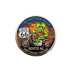 Pièce de monnaie commémorative Route <span class=keywords><strong>66</strong></span> personnalisée, en métal électroplaqué, imprimée UV, objet de collection souvenir - Product Image 3