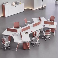Escritorio Modular Curvo Acústico Comercial con Gestión de Cables, Pedestal Móvil, Estructura de Acero, para Centro de Llamadas y Oficina