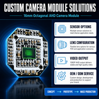 Module de caméra AHD CMOS 1/3,7 pouces SNR 52 dB CRA 9 degrés 16 mm avec carte octogonale, AWB et AGC automatiques