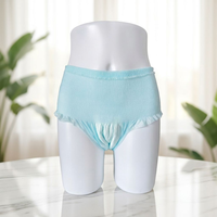 Culotte de nuit menstruelle bleue L&XL, protection anti-fuites à 360 degrés, couverture complète du dos, respirante, en tissu type laine et pâte de bois