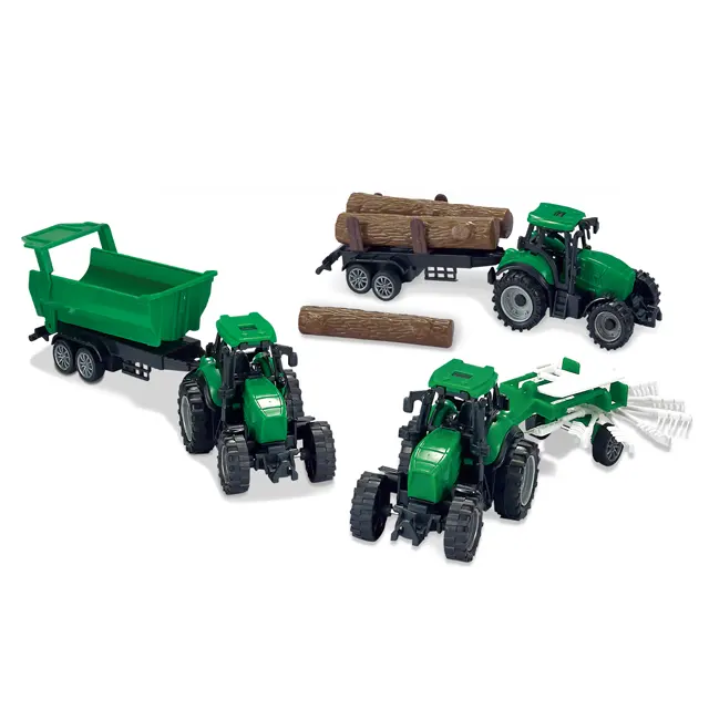 Hot item miễn phí bánh xe đồ chơi máy kéo trang trại Xe Tải Đồ chơi Xe nhựa mô hình xe Set với trang trại công cụ