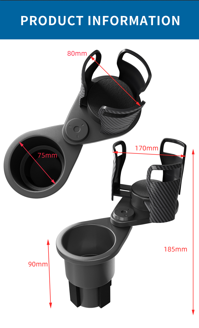 CARFU AC-2380 Universal 2-in-1 Multi-functional 360 Degree Rotation Retractable Car Cup Holder