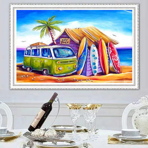 <span class=keywords><strong>ภาพ</strong></span><span class=keywords><strong>วาด</strong></span>เพชร DIY ลายบ้านพักชายหาดและรถมินิบัสบนชายหาด งานศิลปะตกแต่งผนังเพชร <span class=keywords><strong>ภาพ</strong></span><span class=keywords><strong>วาด</strong></span>ตกแต่งบ้าน - Product Image 2
