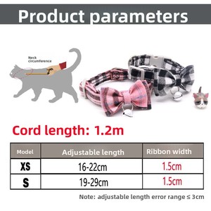 Lindo <span class=keywords><strong>Collar</strong></span> para Gato con Lazo de Mariposa y Campana, Ajustable, con Correa a Juego para Gatitos y Perros Pequeños, Anillo para el Cuello para Pasear Mascotas - Product Image 2