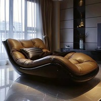 Nouvelle Arrivée - Fauteuil Inclinable de Luxe Haut de Gamme en Cuir et Fibre de Verre pour Salon - Chaise Longue Individuelle Confortable et Minimaliste pour Chambre à Coucher