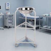 Support de lavage des mains en acier inoxydable pour hôpital avec vasque, chariot médical en acier inoxydable avec vasque pour usage hospitalier