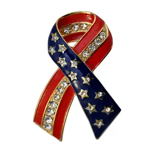 Broche personalizado de cristal con bandera americana, broche esmaltado con insignia de la bandera de EE. UU.