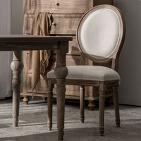 Chaise empilable de style américain antique en tissu avec accoudoirs, en bois massif français, pour salle à manger, mariage et événements