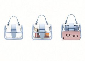 Sac à main bandoulière carré en cuir pour femme, personnalisé avec logo, couleurs mélangées, transparent, approuvé pour les stades - Product Image 4