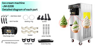 Nouvelle machine à glace molle automatique 220V haute productivité avec lait, en acier inoxydable, trois saveurs, pour usage commercial