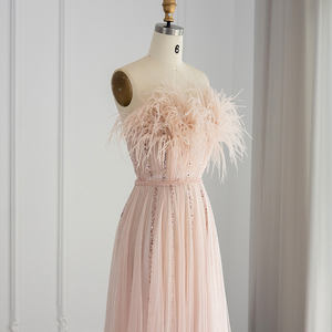 Jancember LSCZ136 Boho Plume Sans Manches Soirée Formelle Robes De Soirée Pour Femmes - Product Image 3