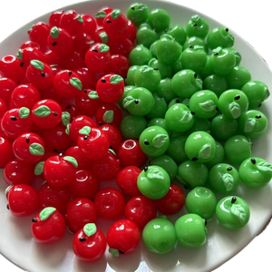 caoh Llavero de resina hecho a mano DIY, con diseño de fruta de la paz roja y vibrante, simulación de comida 3D verde, accesorios de joyería - Product Image 2