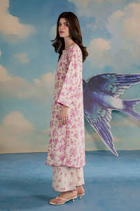 Floral Printed Lawn <b>Kurta</b> Set <b>for</b> <b>Women</b> Loose Fit Floor-Length Traditional Casual Wear India Pakistan Style Summer Outfit - Product Image 3
