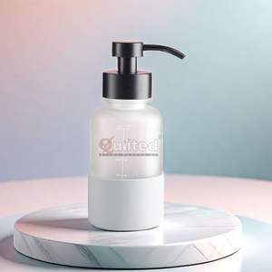 Bouteille de pompe à mousse en verre dépoli noir de luxe bouteille de désinfectant pour les mains de savon liquide vide 250 300 350 ml pompe à mousse en acier inoxydable - Product Image 1