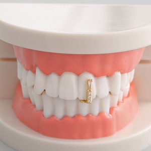 Teeth <b>Gap</b> Braces Gold Silver Geometric Inlay Channel Setting Everyday Wear Unisex - Product Image 3