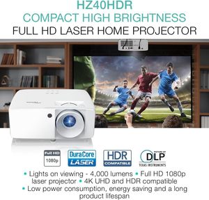 HZ40HDR HZ40HDR Smart 1080P Laser Beamer Mini 3D Home <b>Projector</b> Optoma HZ40HDR 0.65\" DMD 5000 Lumens 1.3x Optical HD Video for - Product Image 4