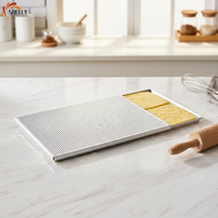 Plaque de cuisson rectangulaire perforée en alliage d'aluminium anodisé argent/noir XL 40x30cm 60x40cm pour pâte feuilletée, mille-feuille, usage domestique
