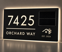 Plaque de numéro de maison à LED solaire, étanche, rétroéclairée, pour extérieur, villa, maison