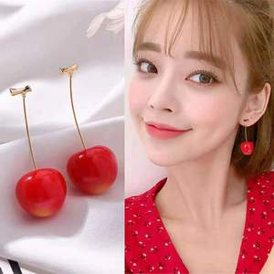 Pendientes de Resina Roja con Forma de Cereza para Mujer, Joyería de Moda, Novedad de 2025, Venta al por Mayor, Pendientes Coreanos con Forma de Fruta de Fresa - Product Image 3