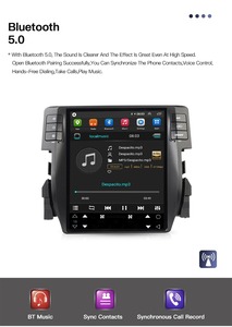 หน้าจอแอนดรอยด์ 14 ขนาด 10.4 นิ้ว สำหรับรถยนต์ฮอนด้า ซีวิค ปี 2016-2020 จอแบบเทสลา วิทยุติดรถยนต์ ระบบนำทาง GPS เครื่องเล่นวิดีโอ มัลติมีเดีย DSP รองรับ Carplay ชุดหัวหน้าจอพร้อมบลูทูธ - Product Image 6