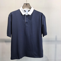 Polo Homme Oversize à Col Contrastant en Coton Respirant 240G Coupe Ample Manches Courtes Style Rugby – Vente en Gros, Logo Personnalisé OEM