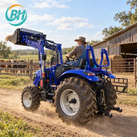 Tracteur compact 4x4 à prix avantageux, 50HP, 60HP, 70HP, 80HP, diesel, avec chargeur frontal hydraulique