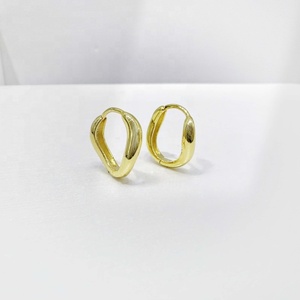Boucles d'oreilles créoles unisexes en cuivre plaqué rhodium, style classique, géométriques, pour usage quotidien, hip-hop occidental, mode simple - Product Image 3