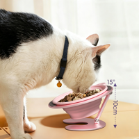 Gamelle surélevée portable pour animaux de compagnie, pliable, avec support incliné pour le soin du cou, pour l'alimentation et l'eau, idéale pour les voyages en extérieur, chats et chiens