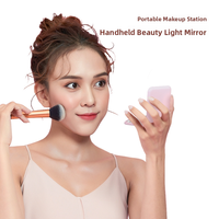 Smart Double-Sided 2x Magnifying Personalized Cosmetic Mirror Foldable LED Light-Up Pocket Mirror for Makeup