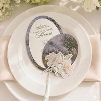 Lot de cartes de menu ovales violettes style Monet, marque-places motif lys, cartes nominatives de table pour mariage, banquet, fête romantique, baby shower, vente en gros