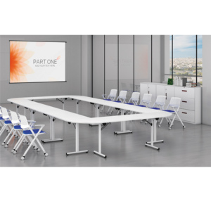 2019 Muebles de oficina modernos modulares Hierro rociado Metal Pata de melamina de madera vieja, Mesa plegable Mesa plegable - Product Image 3