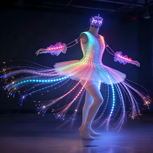 Costume LED Elfe de Nuit, Robe de Ballet à Fibres Optiques avec Tiare Lumineuse, Vêtements à Changement de Couleur LED - Product Image 1