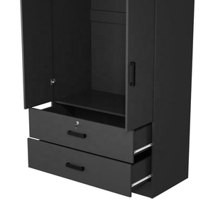 Diseño Sencillo, Precio de Fábrica - Armario Pequeño de Dos Puertas con Paneles de Madera Negra, Muebles para Dormitorio - Product Image 4