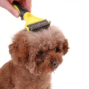 Herramienta de limpieza para mascotas 2 en 1, peine de pulgas para mascotas, depilación de nudos abiertos, eliminador de pelo de perros y gatos