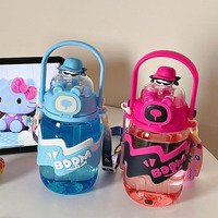 Portable 900ml dessin animé grande capacité en plein air été voyage bouteille grand ventre Double couche bouteille d'eau potable